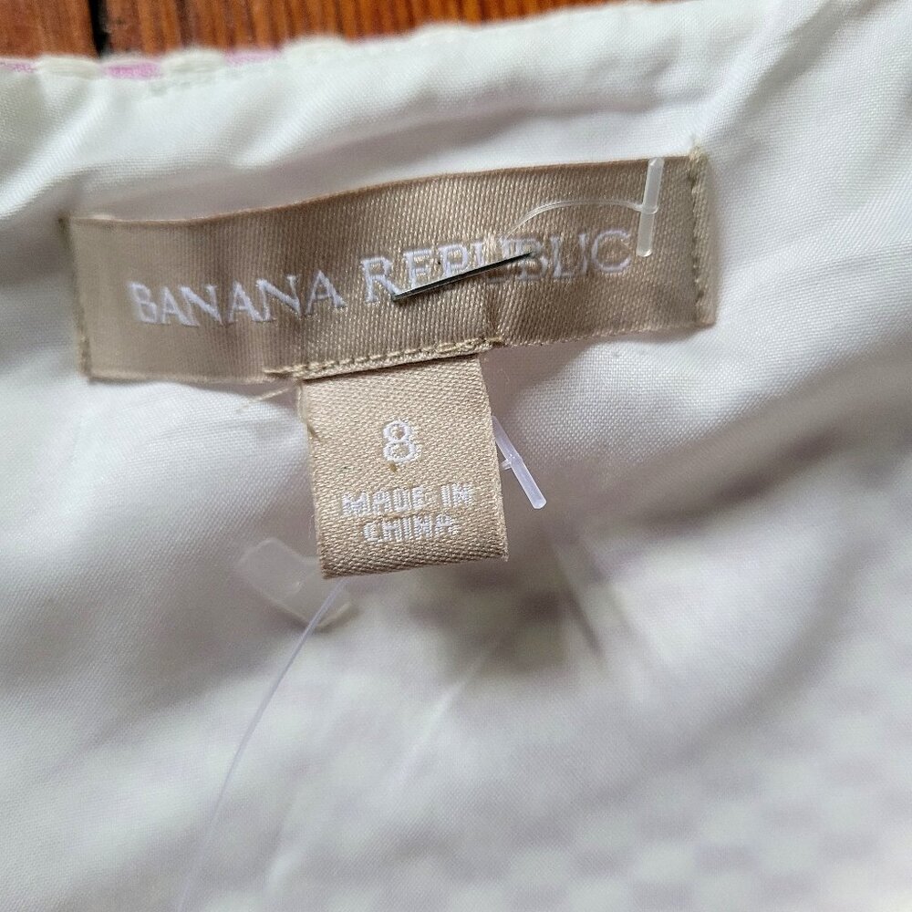 NWT Cotton-Linen Banana Republic Pink White Checkerboard Dress, sz 8 - Picture 10 of 13